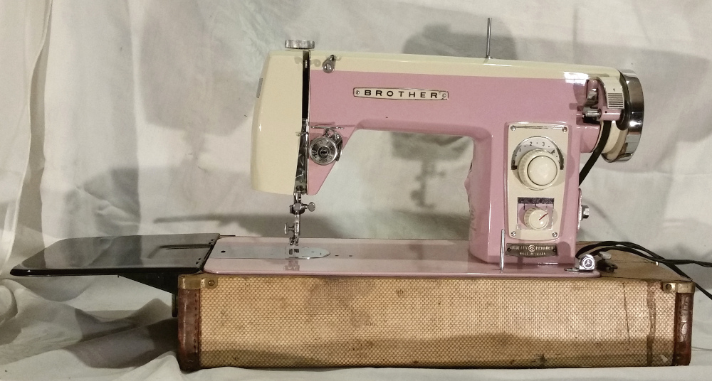 A Beautiful Pink and Cream Brother 220 Super Streamliner Vintage Japanese Sewing Machine